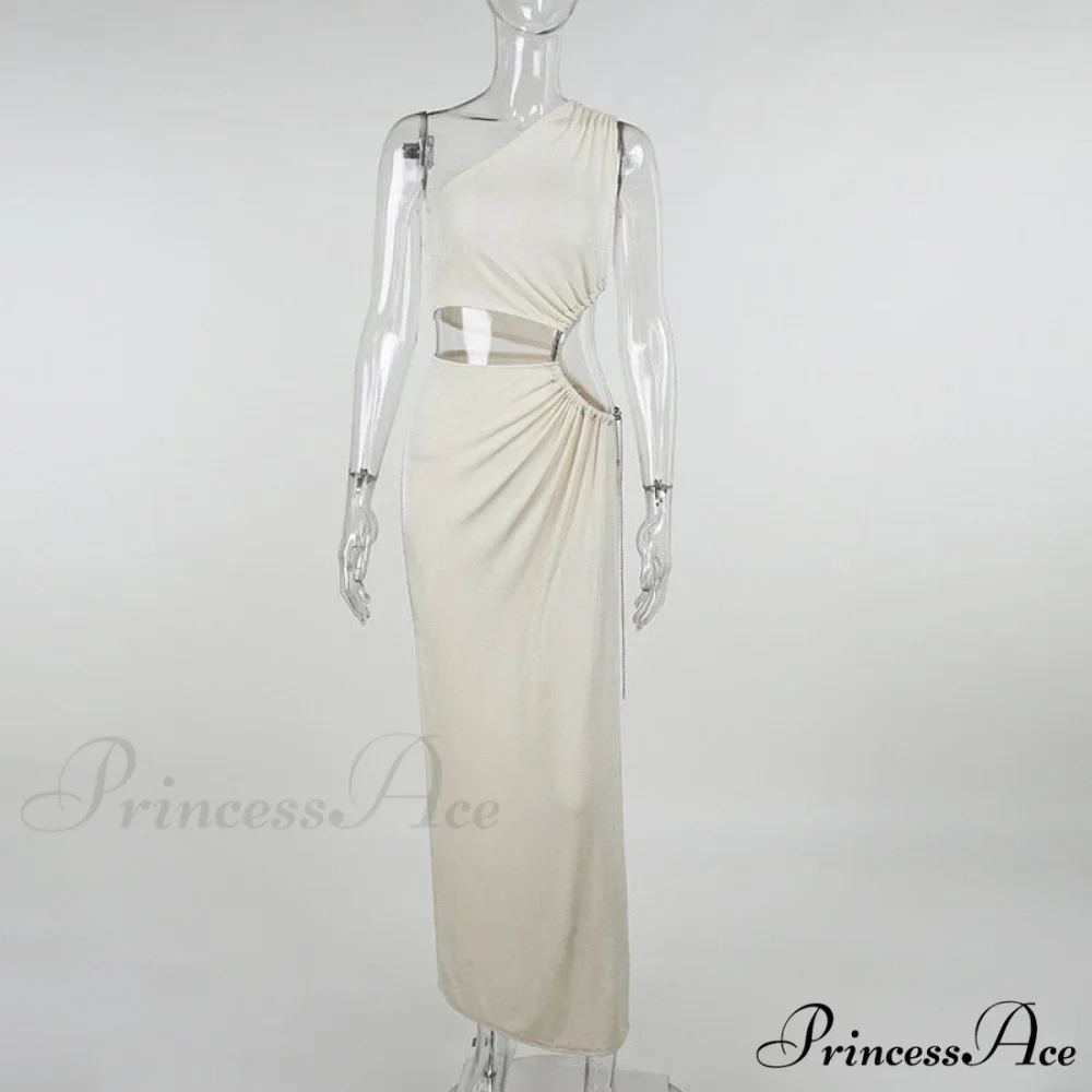 One Shoulder High Split Graceful O-Ring Long Maxi Dress - Image 21