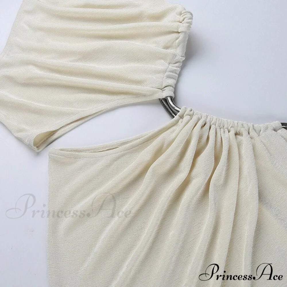One Shoulder High Split Graceful O-Ring Long Maxi Dress - Image 24