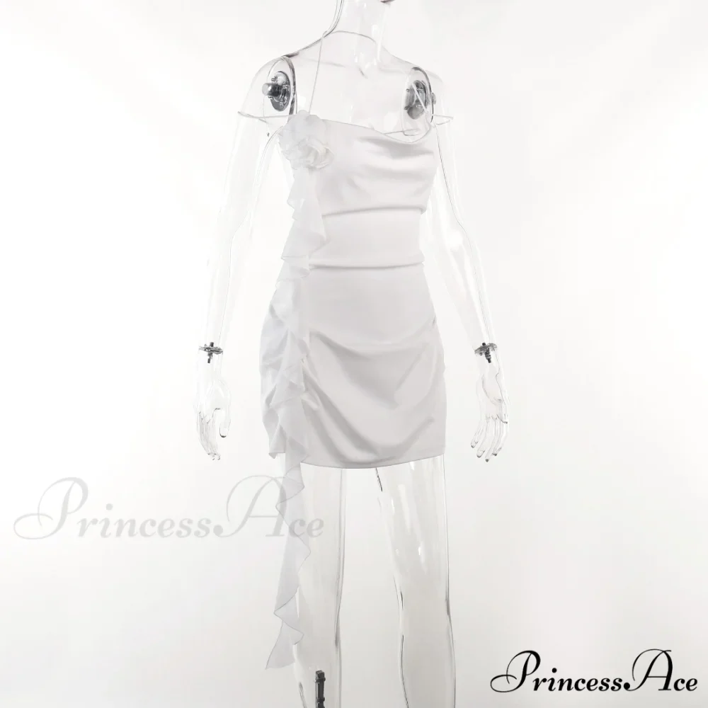 Backless Cowl Neck Charming Flower Frill Mini Dress - Image 5