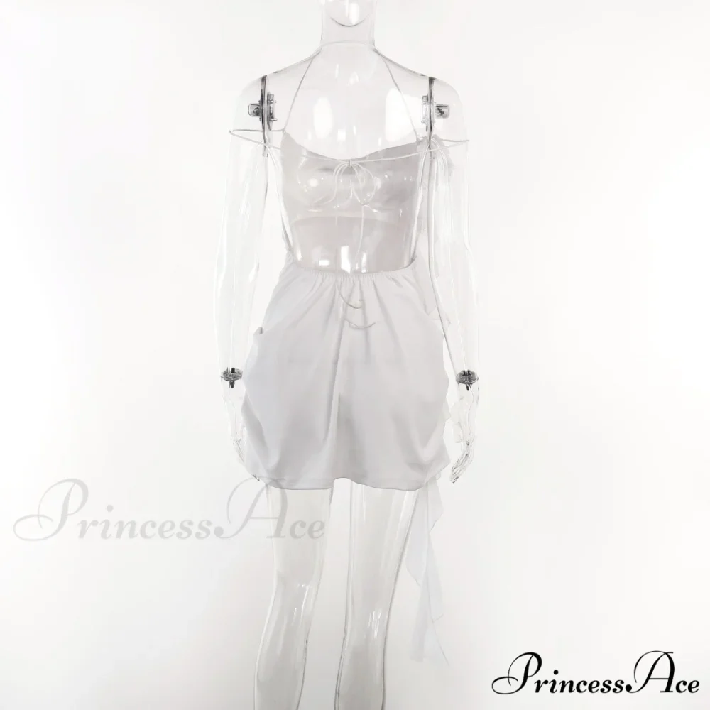 Backless Cowl Neck Charming Flower Frill Mini Dress - Image 6