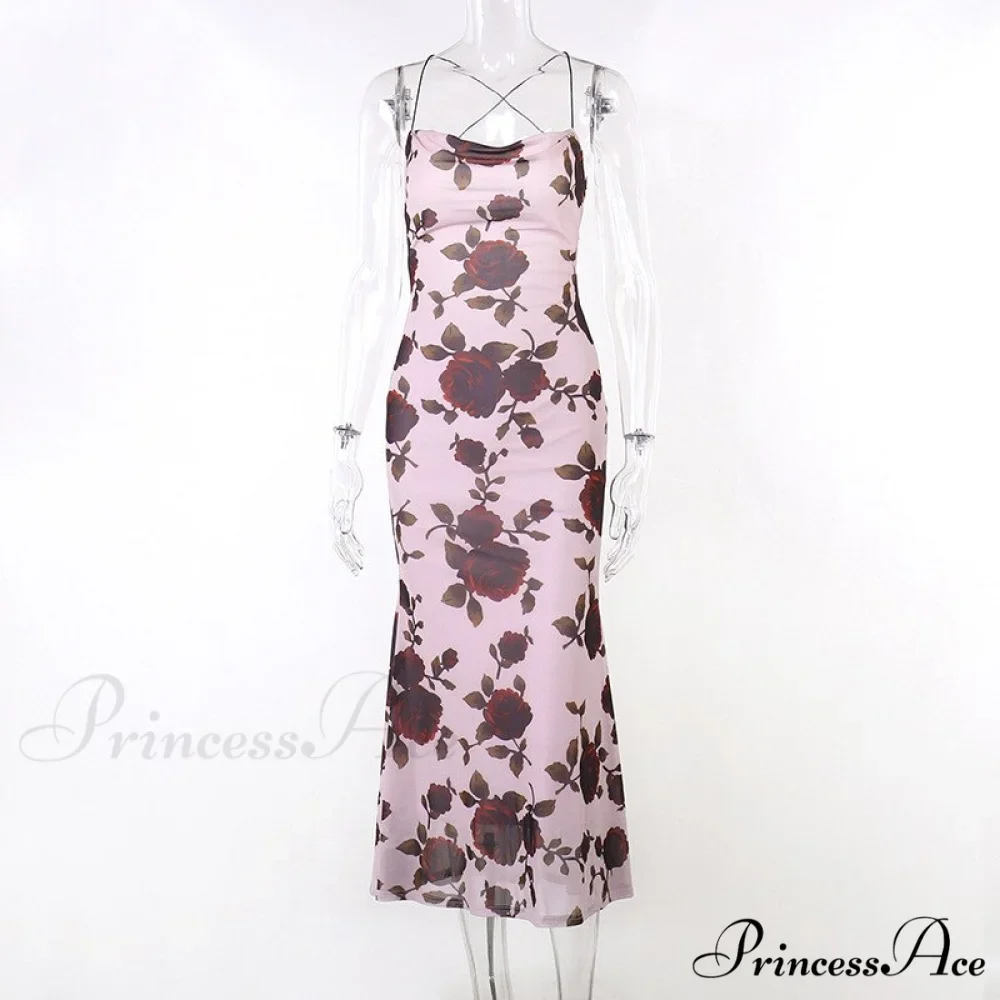 Floral Print Strappy Charming Back Tie-Up Midi Dress - Image 10