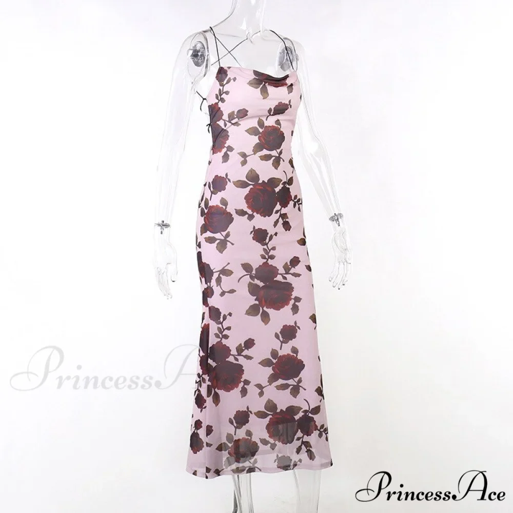 Floral Print Strappy Charming Back Tie-Up Midi Dress - Image 11