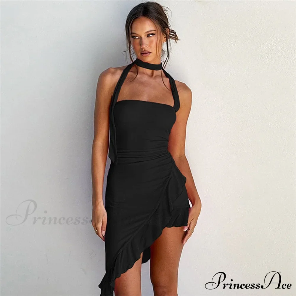 Draped Frill Stylish Tube Mini Dress - Image 11