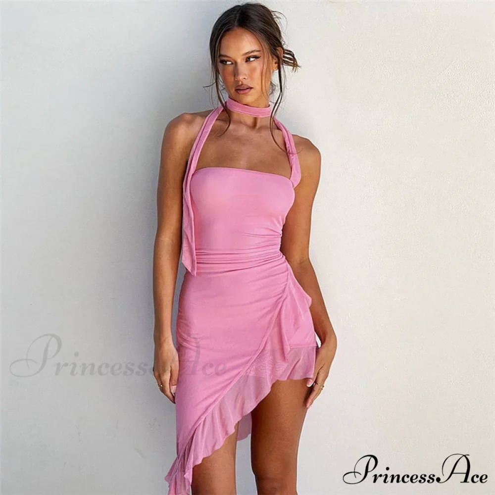 Draped Frill Stylish Tube Mini Dress - Image 9