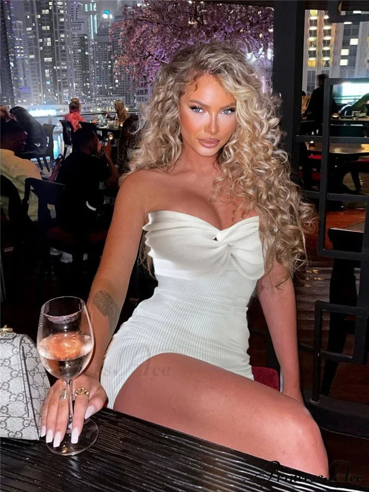 Knit Twisted Stylish Tube Mini Dress - Image 11