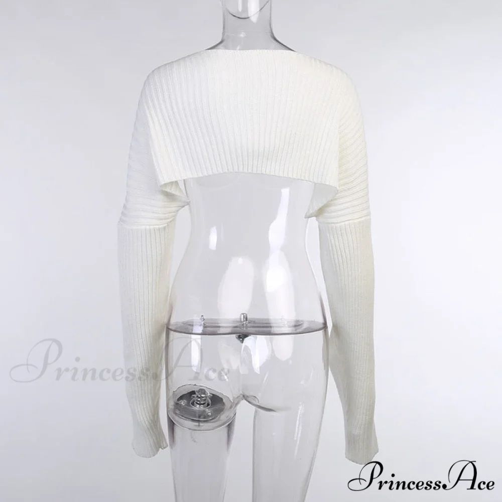 Knit Sweater Stylish Cropped Sleeve - Image 12