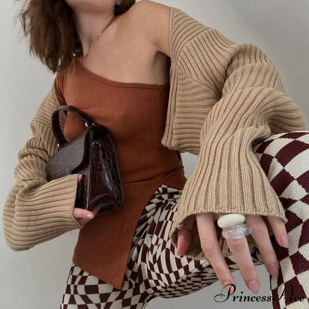 Knit Sweater Stylish Cropped Sleeve - Image 17