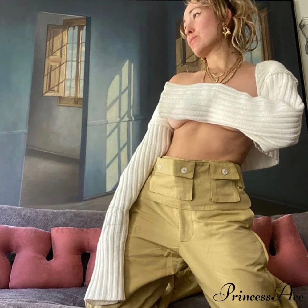 Knit Sweater Stylish Cropped Sleeve - Image 21