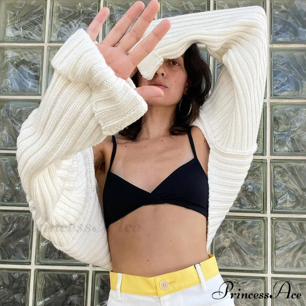 Knit Sweater Stylish Cropped Sleeve - Image 23