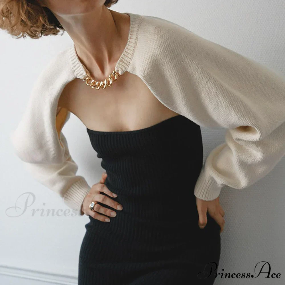 Knit Sweater Stylish Cropped Sleeve - Image 31