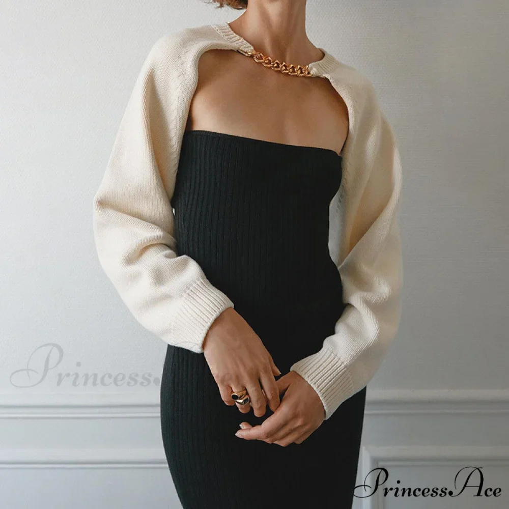 Knit Sweater Stylish Cropped Sleeve - Image 32