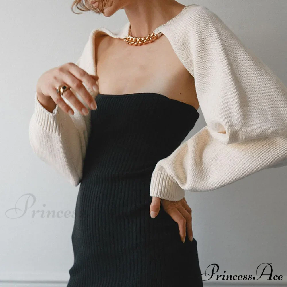 Knit Sweater Stylish Cropped Sleeve - Image 33