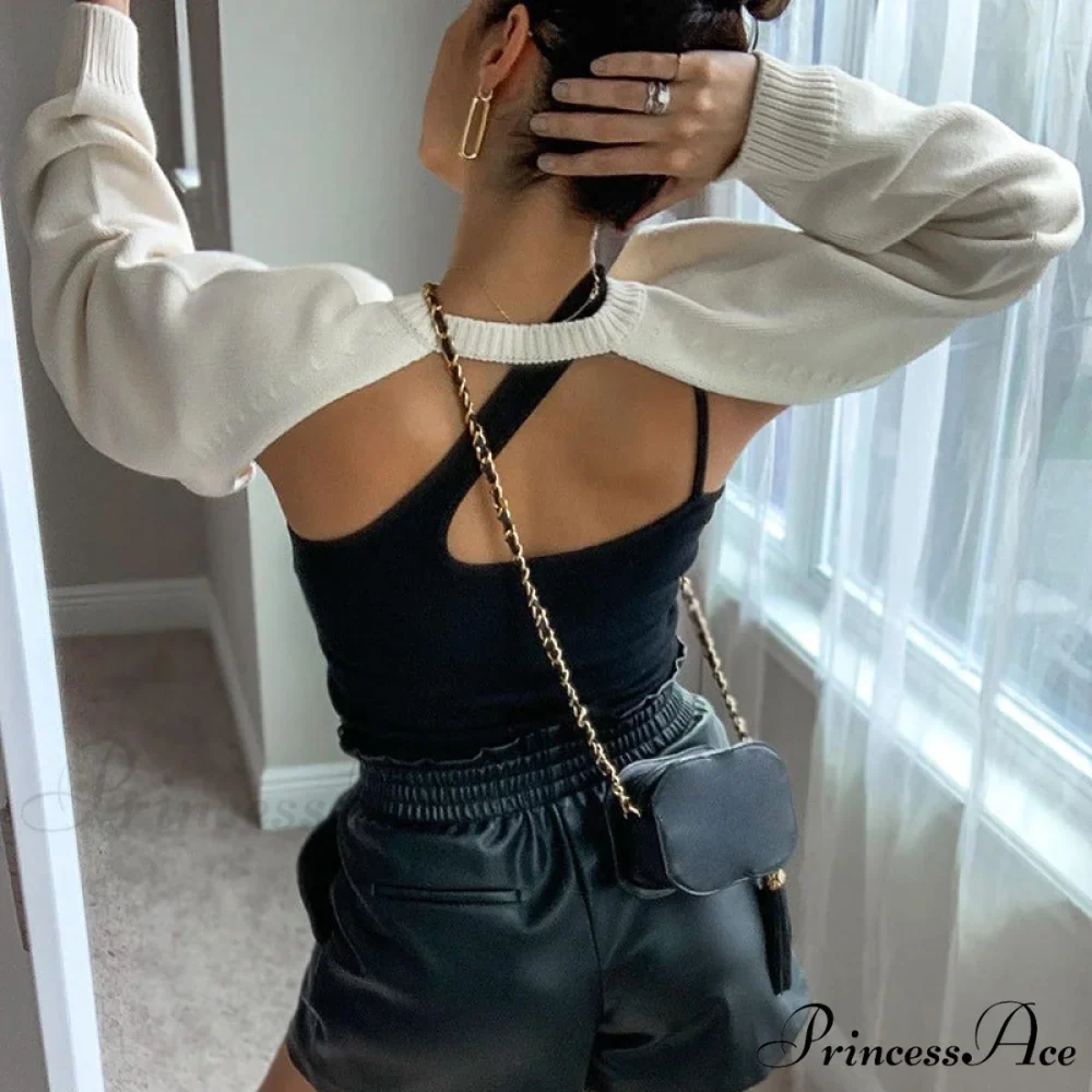 Knit Sweater Stylish Cropped Sleeve - Image 34