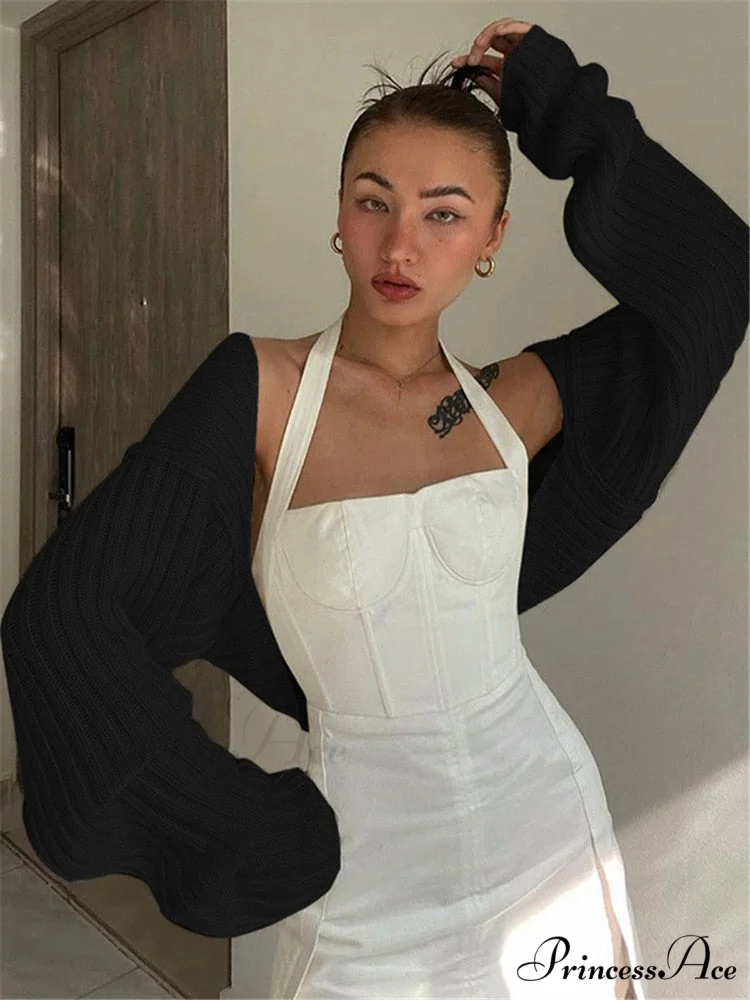 Knit Sweater Stylish Cropped Sleeve - Image 4