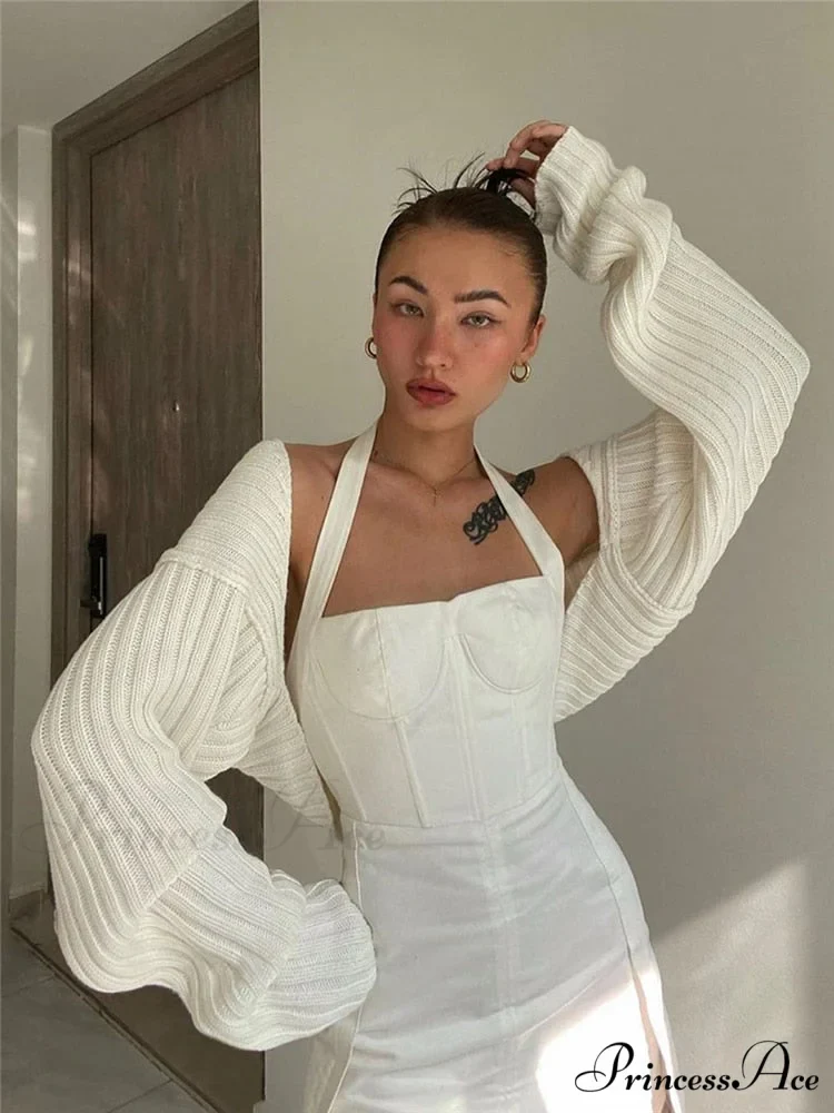 Knit Sweater Stylish Cropped Sleeve - Image 9