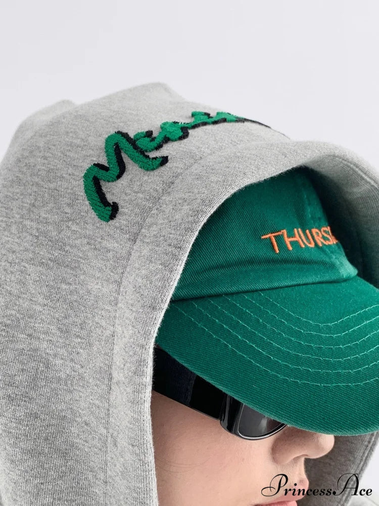 Knit Lettering Stylish Embroidery Hoddie - Image 10