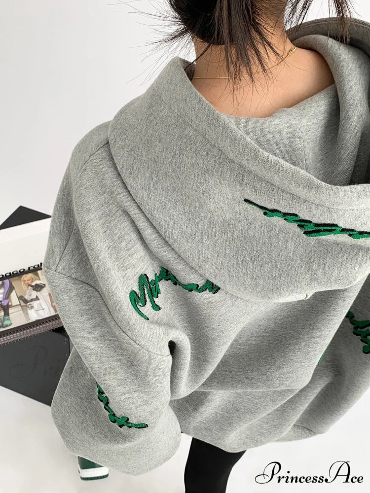 Knit Lettering Stylish Embroidery Hoddie - Image 11