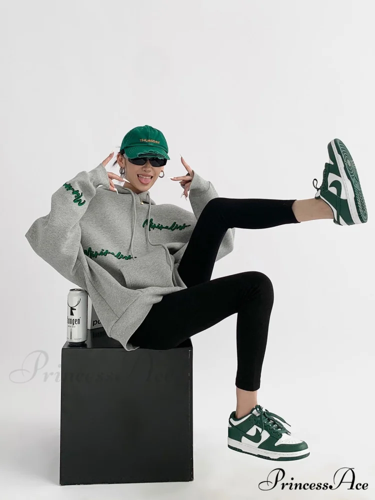 Knit Lettering Stylish Embroidery Hoddie - Image 14