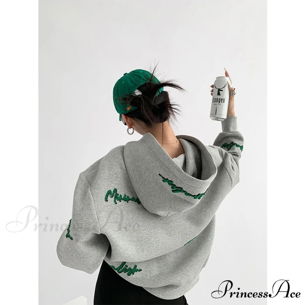 Knit Lettering Stylish Embroidery Hoddie - Image 3