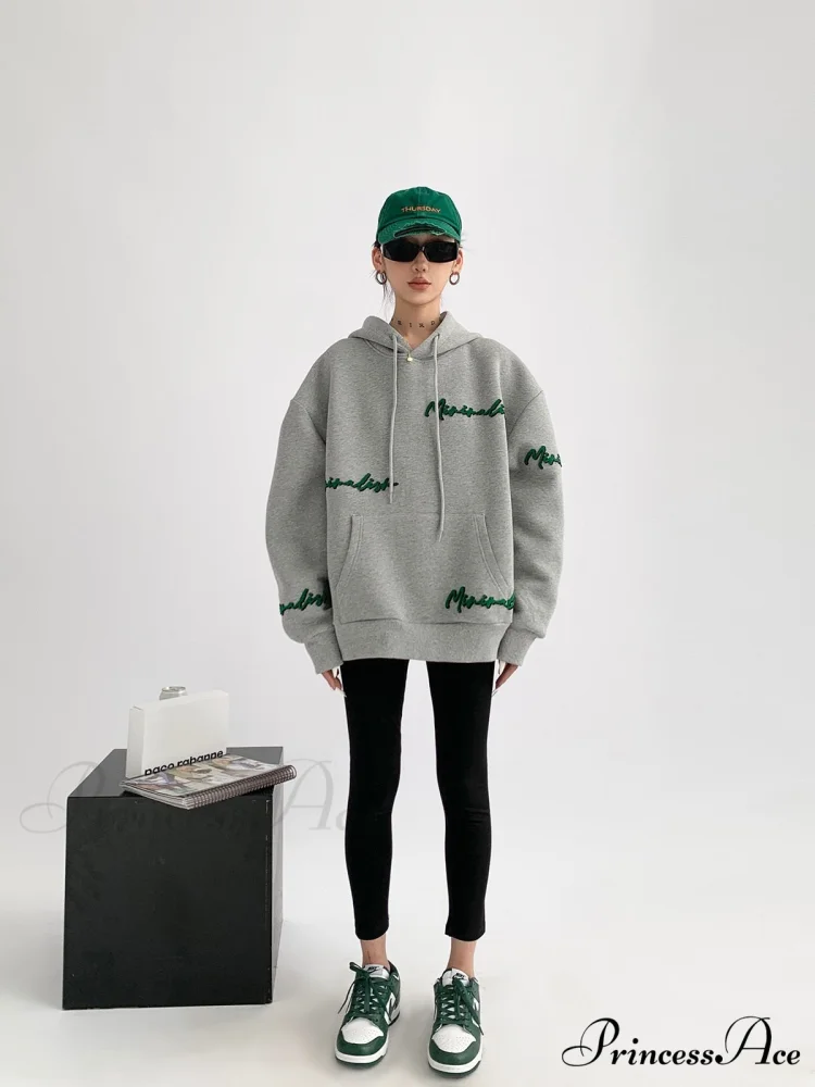 Knit Lettering Stylish Embroidery Hoddie - Image 5
