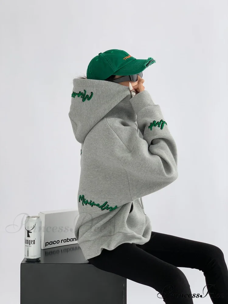 Knit Lettering Stylish Embroidery Hoddie - Image 7