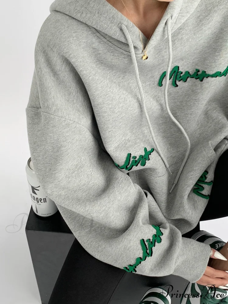 Knit Lettering Stylish Embroidery Hoddie - Image 8