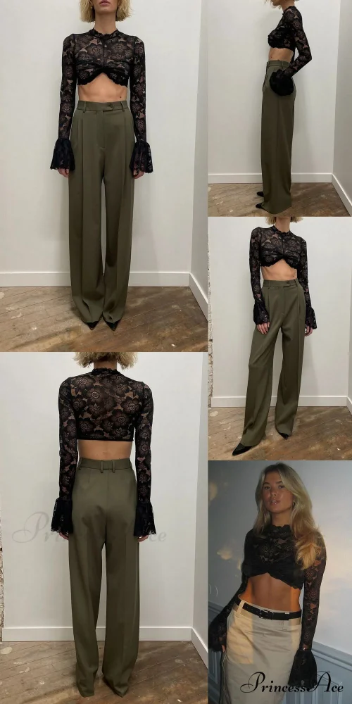 Long Sleeve Lace Charming Mesh Crop Top - Image 11