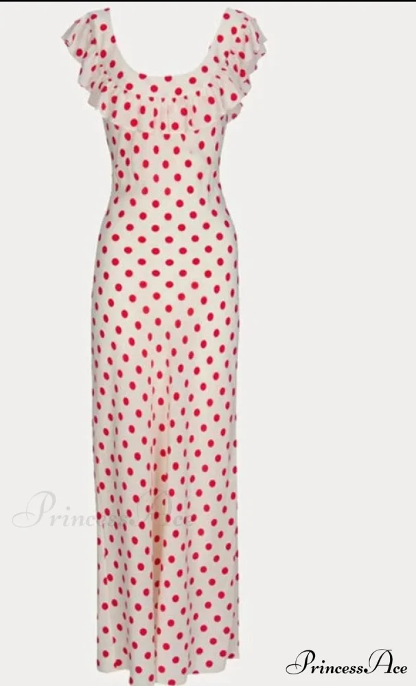 Red Polka Dot Charming Off Shoulder Maxi Dress - Image 4