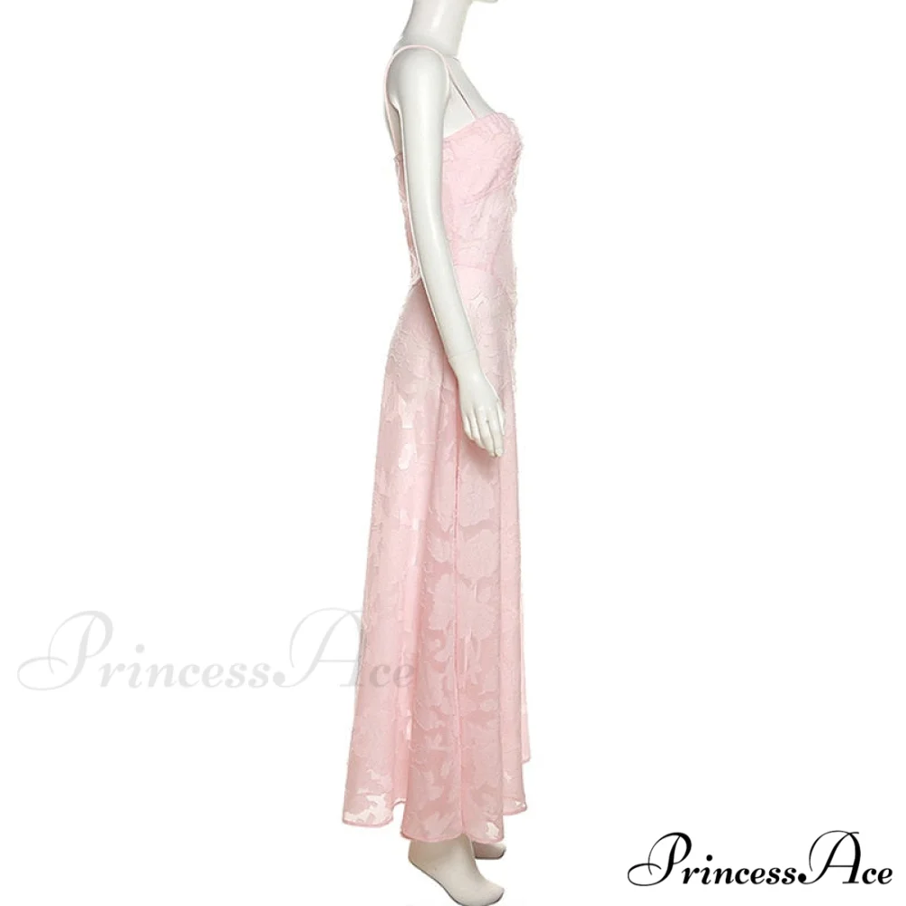 Pink Floral Stylish Lace Maxi Dress - Image 12