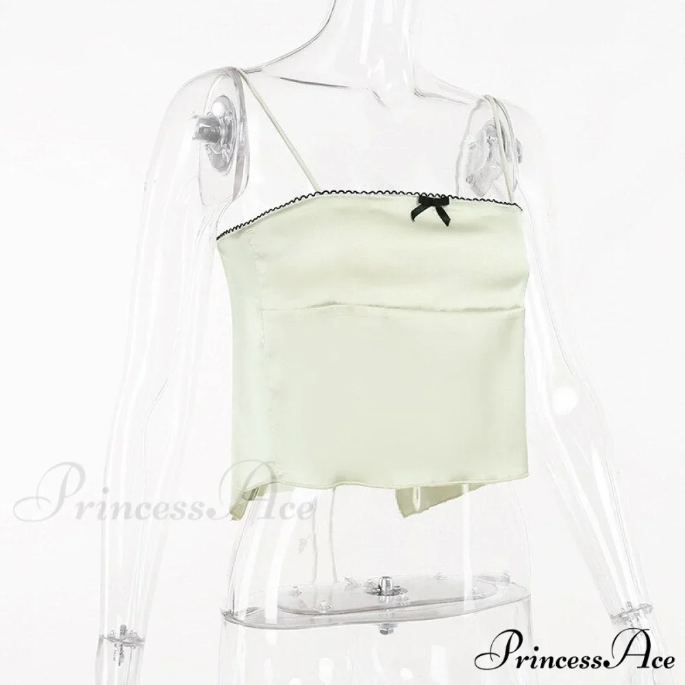 Satin Cami Bow Charming Backless Tie-Up Top - Image 10