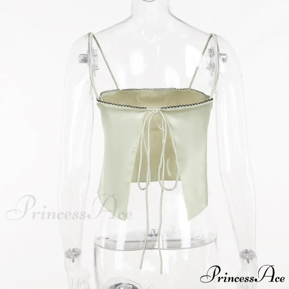 Satin Cami Bow Charming Backless Tie-Up Top - Image 11