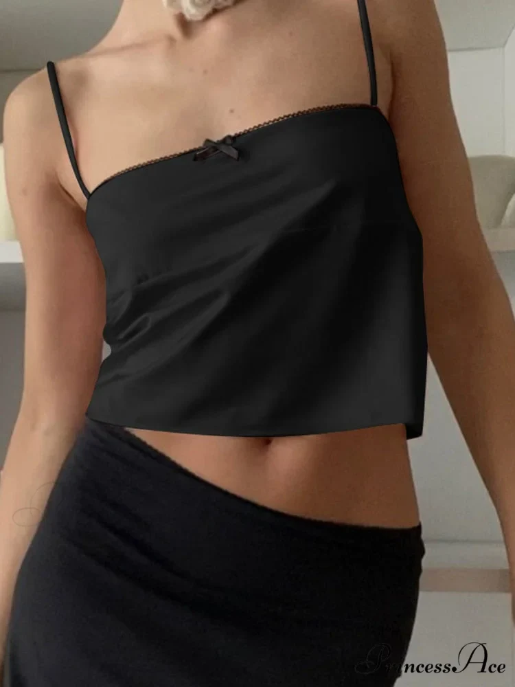 Satin Cami Bow Charming Backless Tie-Up Top - Image 2