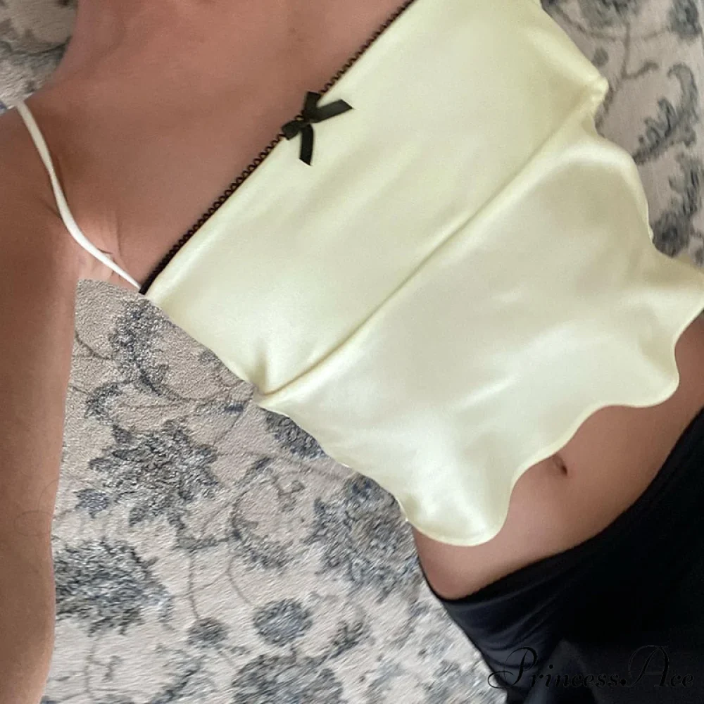 Satin Cami Bow Charming Backless Tie-Up Top - Image 5