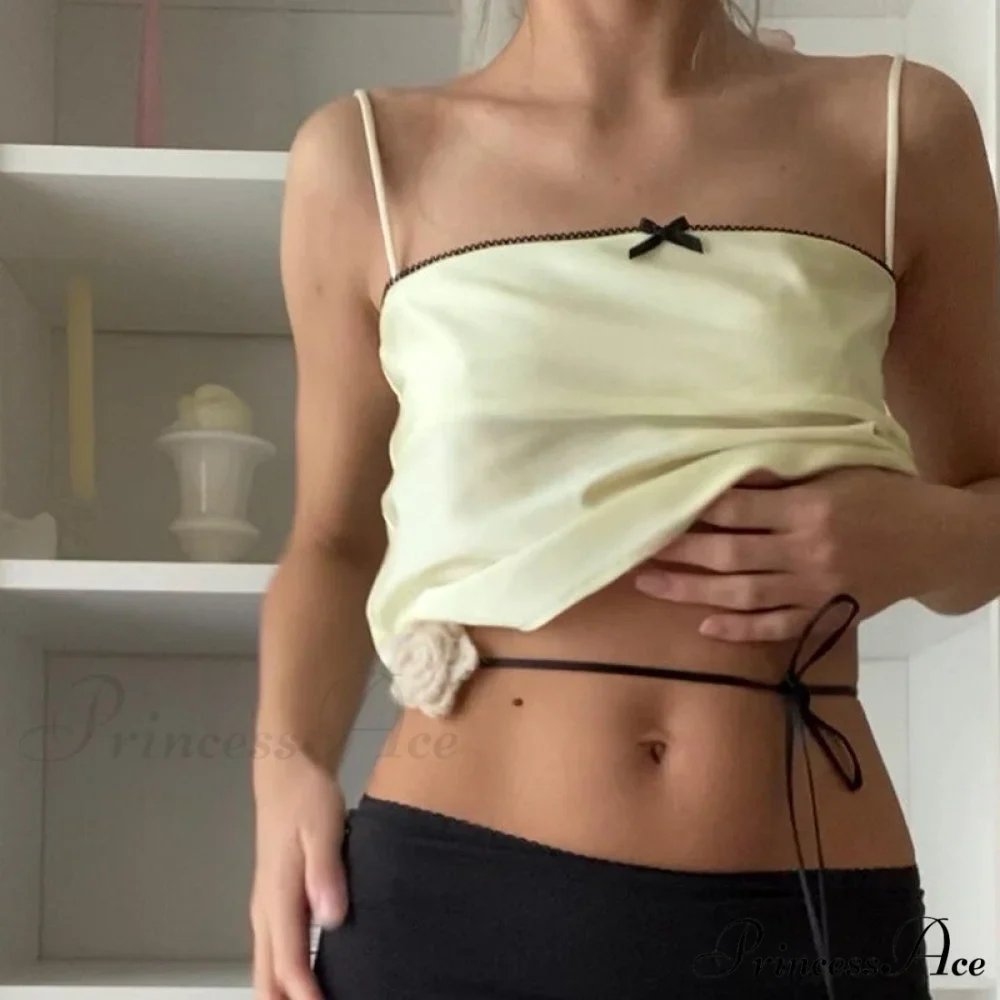 Satin Cami Bow Charming Backless Tie-Up Top - Image 6