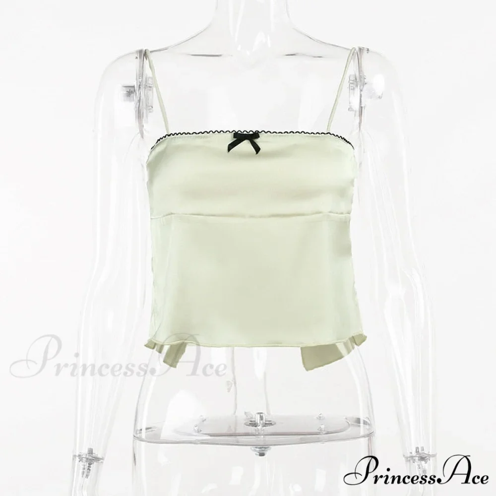 Satin Cami Bow Charming Backless Tie-Up Top - Image 9
