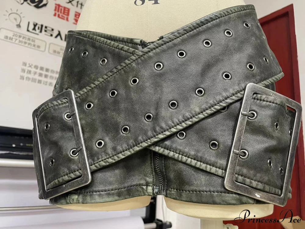 Leather Belted Wrap Charming Micro Mini Skirt - Image 3