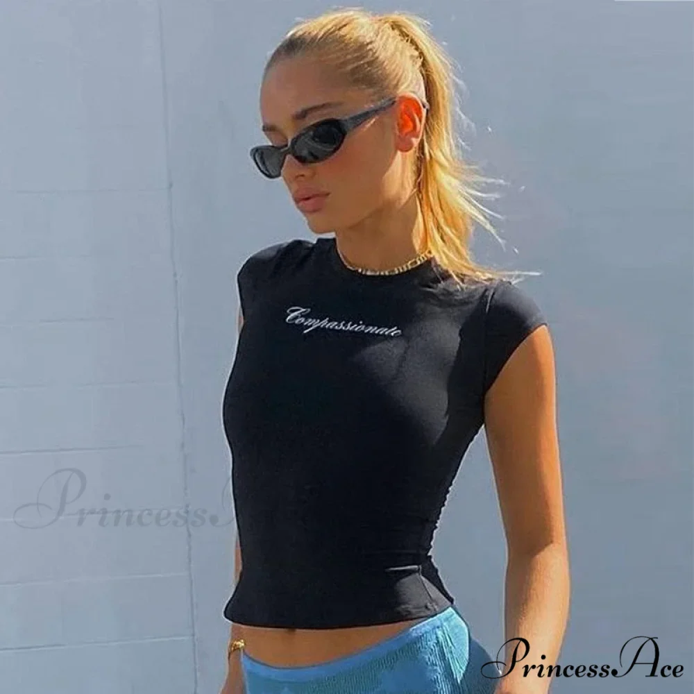 Compassionate Short-Sleeve Stylish Black Tee - Image 3