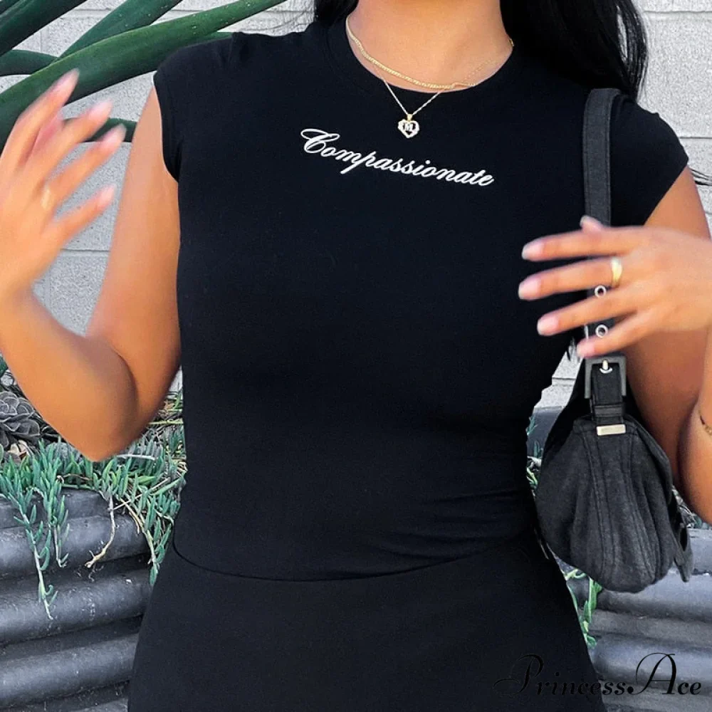 Compassionate Short-Sleeve Stylish Black Tee - Image 5
