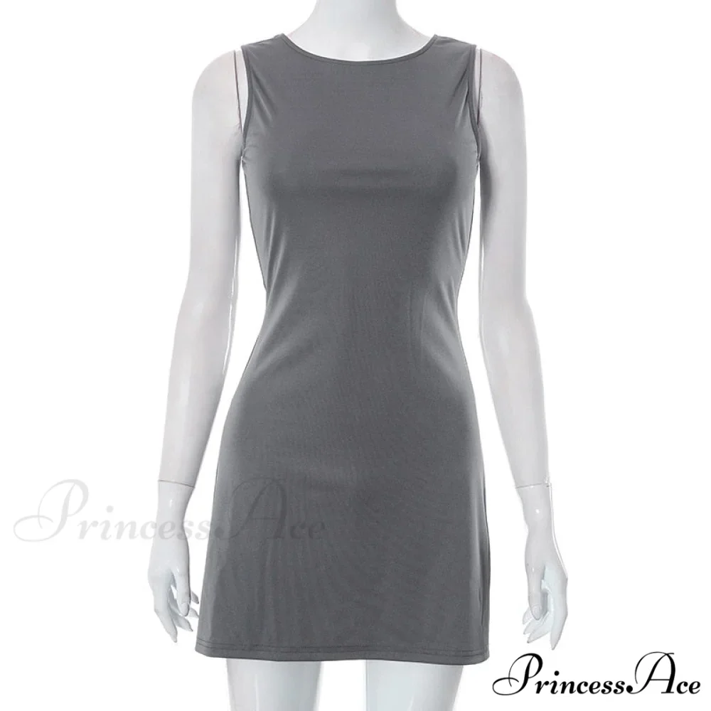 Grey Tank Stylish Mini Dress - Image 3