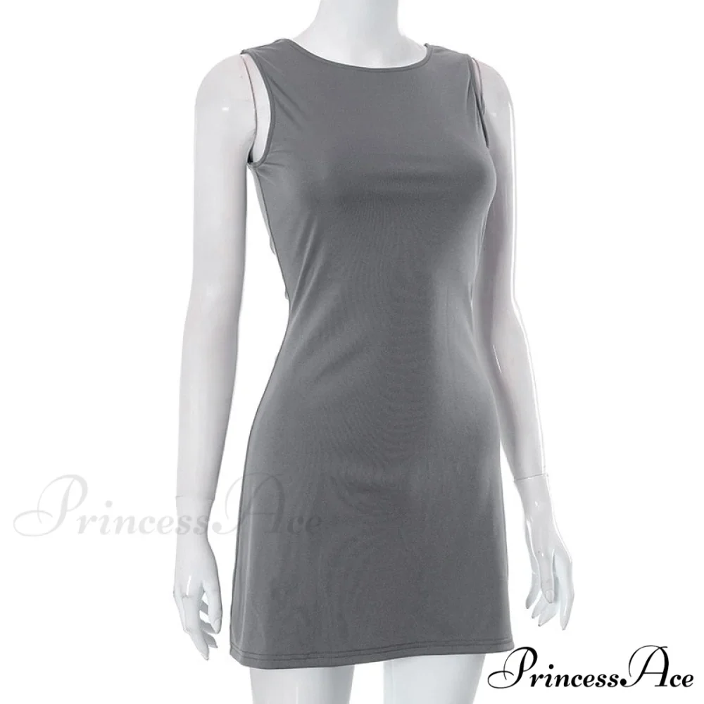 Grey Tank Stylish Mini Dress - Image 4