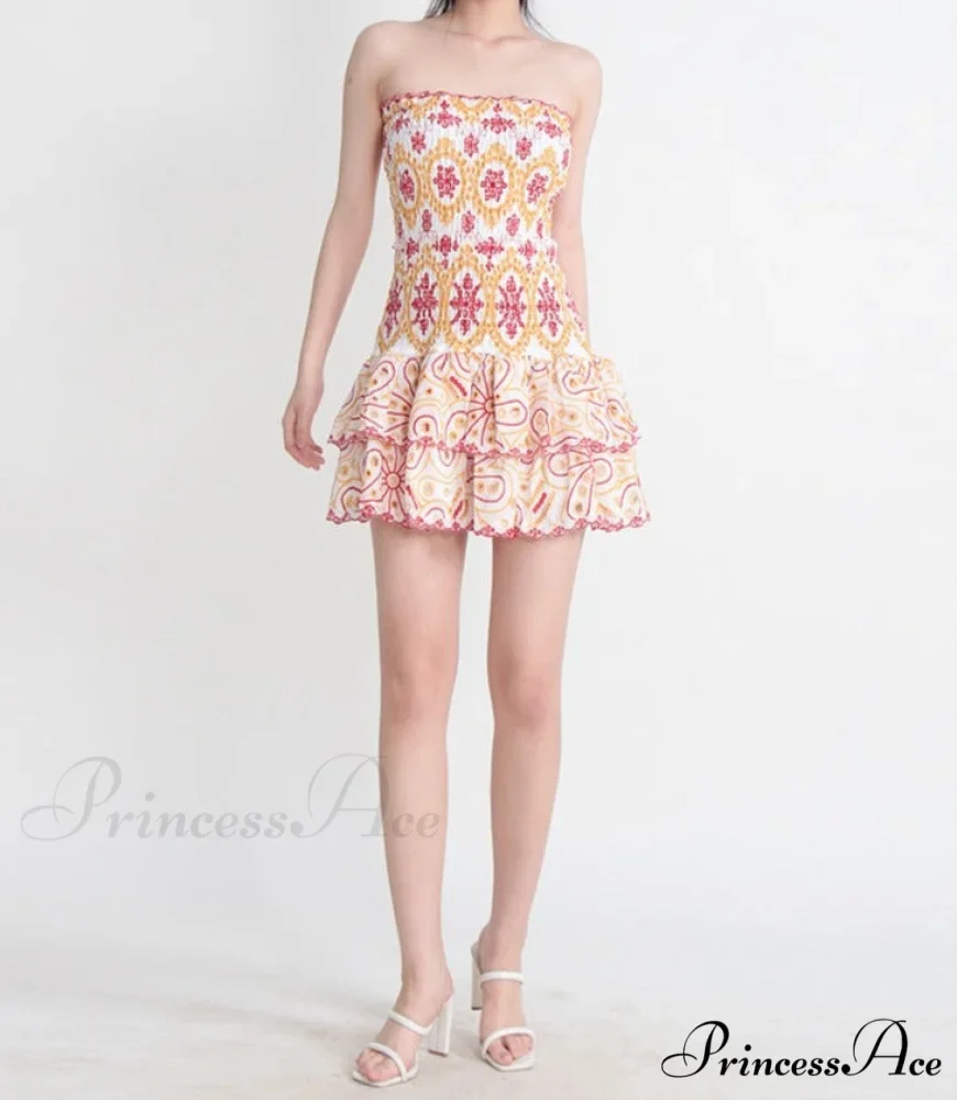 Embroidered Design Tube Charming Ruched Mini Dress - Image 12