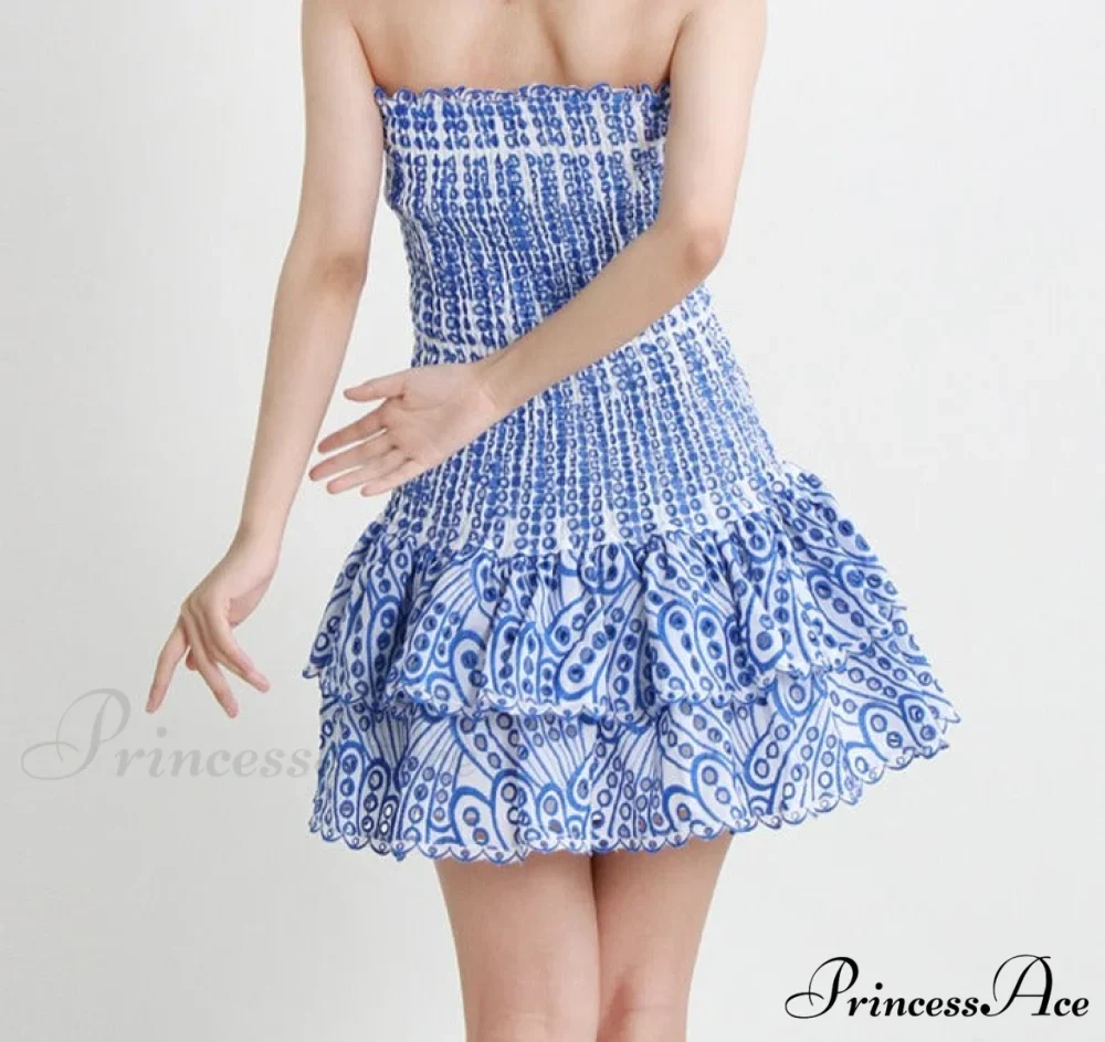 Printed Ruched Stylish Tube Mini Dress - Image 12