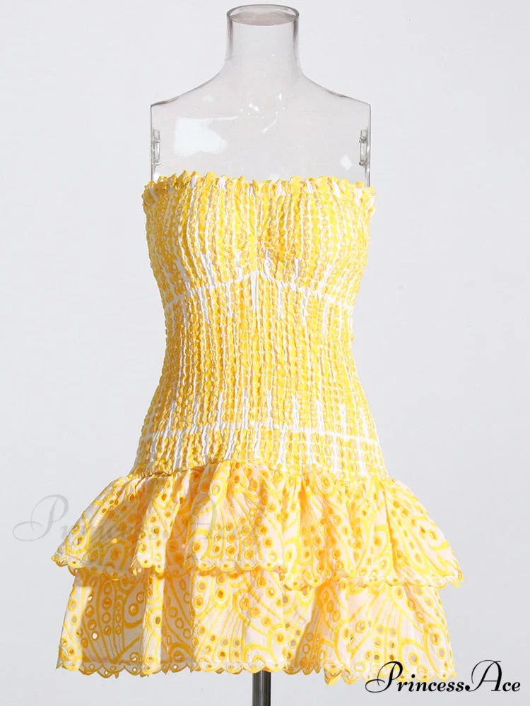 Printed Ruched Stylish Tube Mini Dress - Image 3