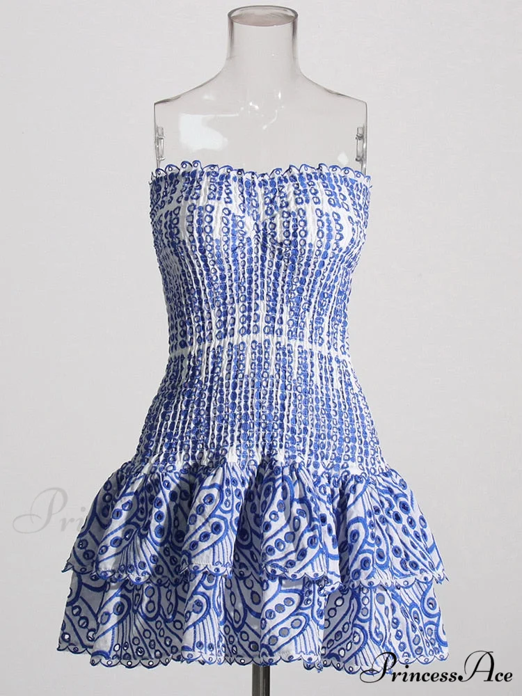 Printed Ruched Stylish Tube Mini Dress - Image 4