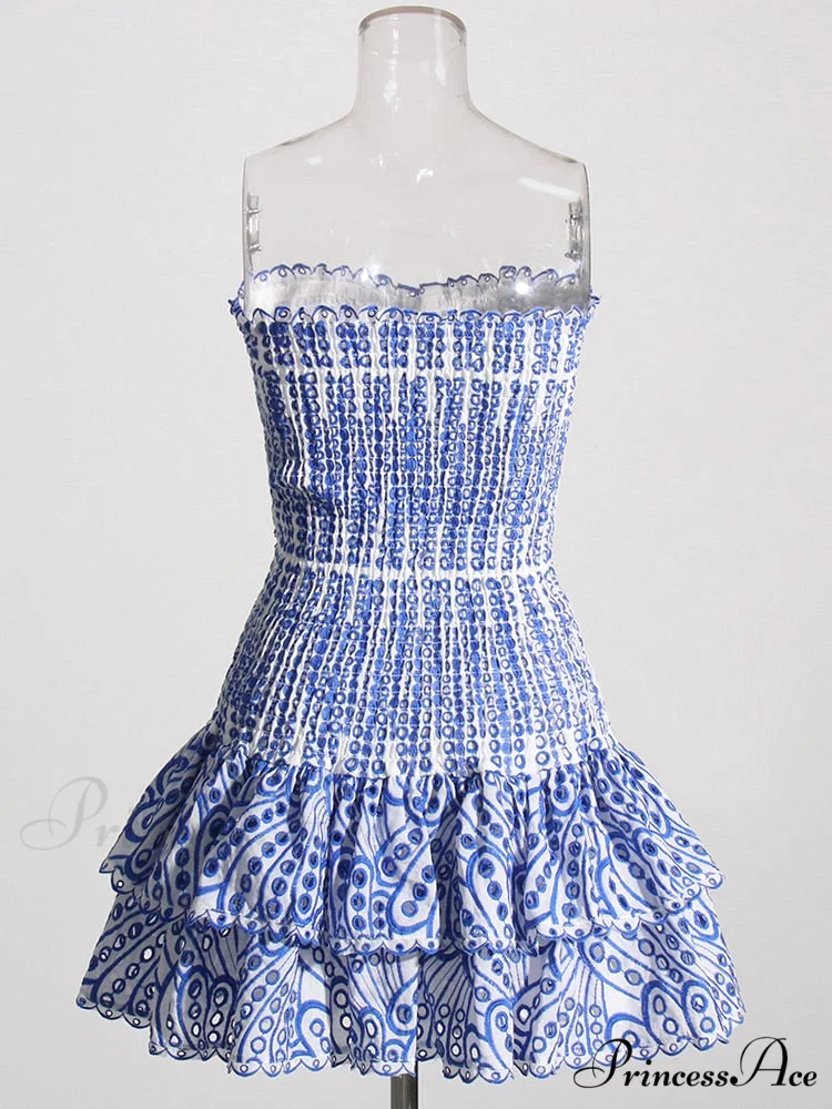 Printed Ruched Stylish Tube Mini Dress - Image 7