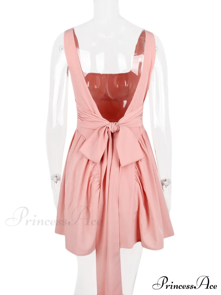 Backless Bow Stylish Mini Dress - Image 3