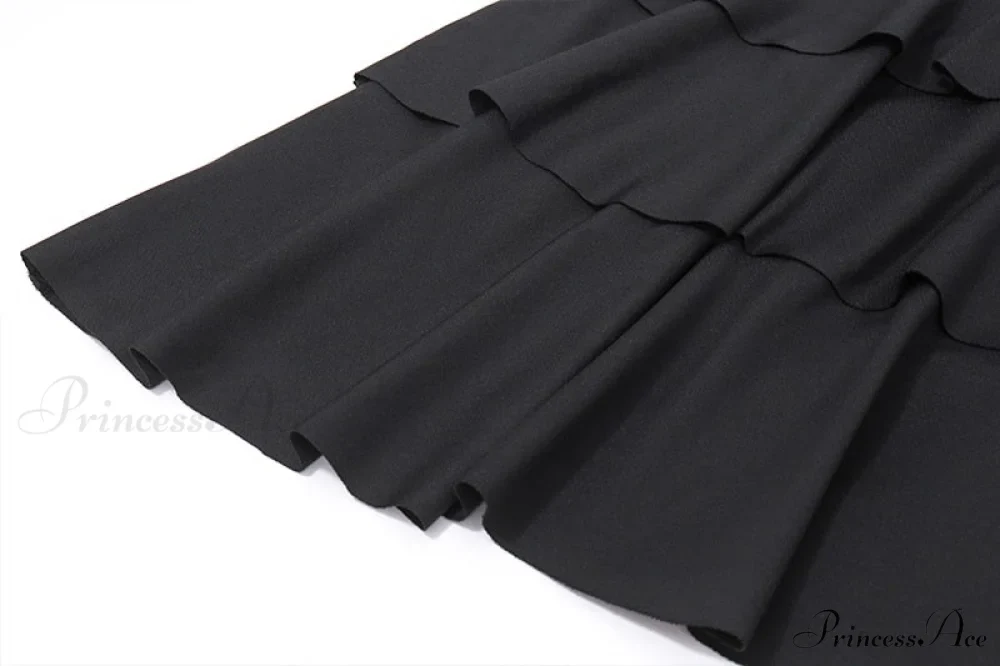 Black Deep V-neck Charming Backless Frill Mini Dress - Image 10
