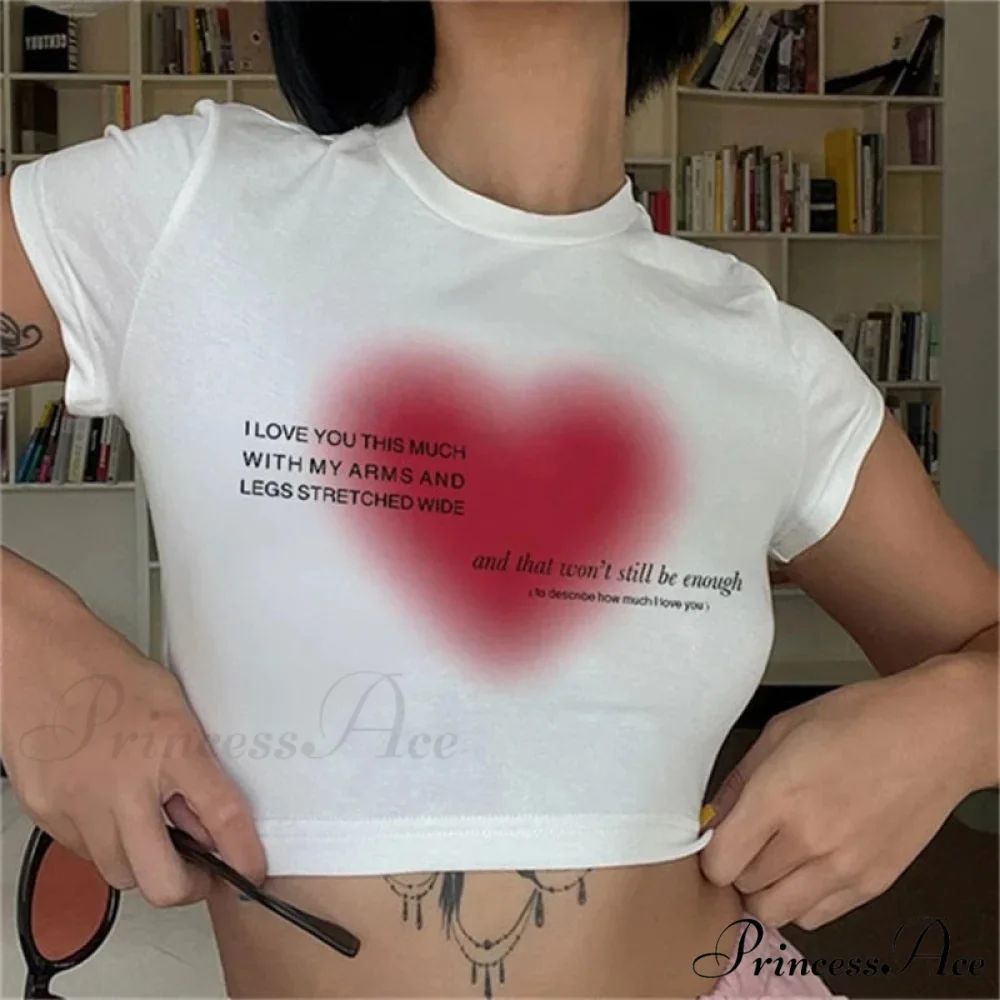 Heart Print Stylish White Tee - Image 2