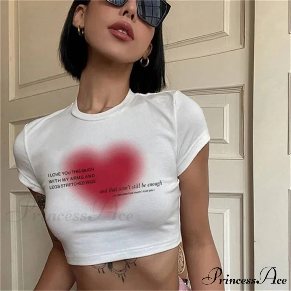 Heart Print Stylish White Tee - Image 3