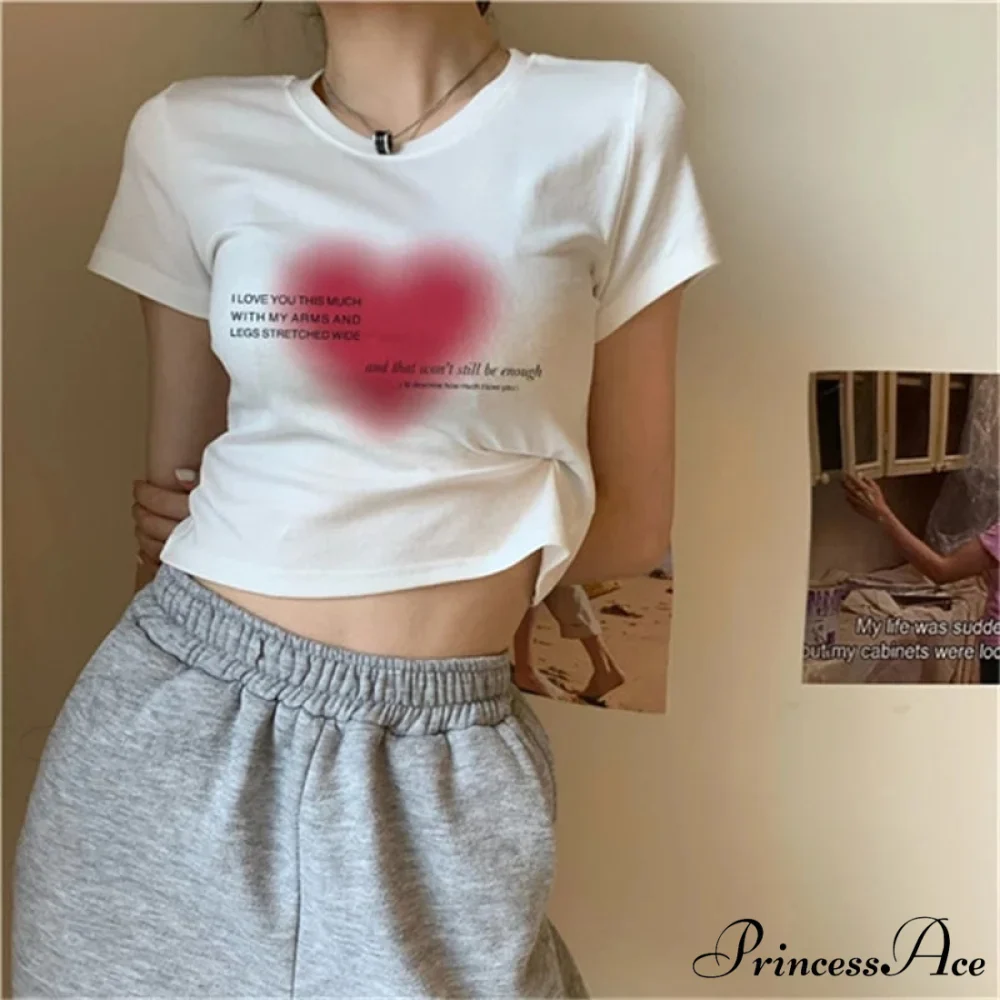 Heart Print Stylish White Tee - Image 4
